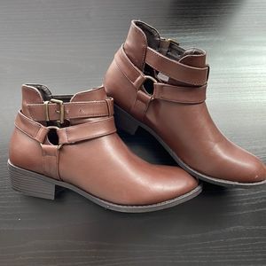 Charlotte Russe Ankle Booties Brown Buckle 8